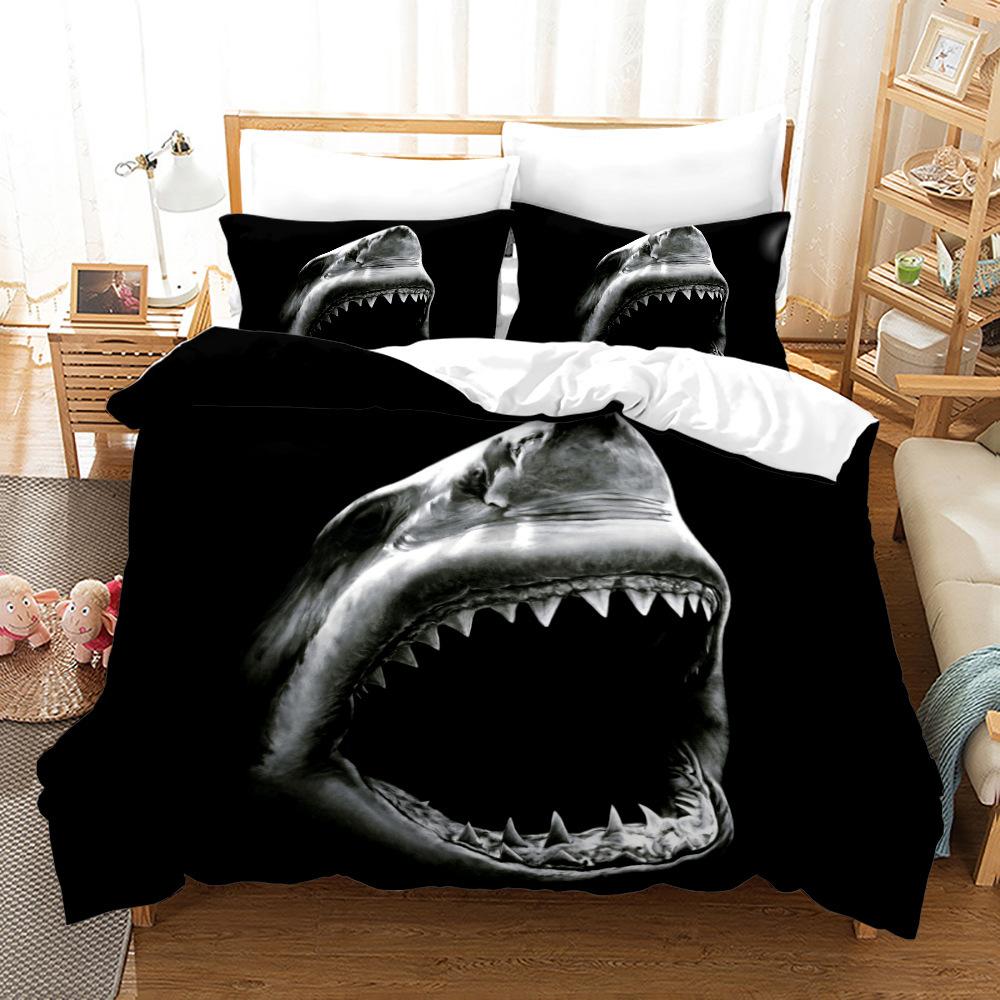 Комплект постельного белья Deep Sea Shark, комплект постельного белья Black Shark, подводный мир, океанская жизнь, комплект одеяла для мальчиков и мужчин, размер Queen Size