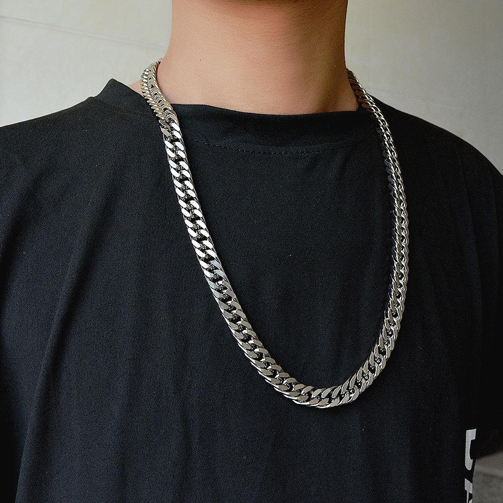 Мужское панк-ожерелье из титановой стали, Модное европейское и американское ожерелье-цепочка толстой вязки, Унисекс, из нержавеющей стали.
