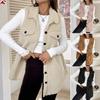 Autumn and Winter Lapel Open Button Plush Vest, Loose Temperament, Commuting Imitation Lamb Wool for Women
