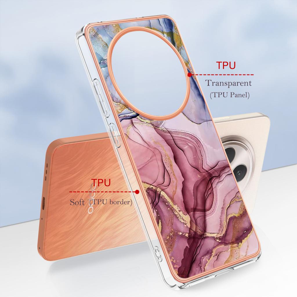For Oppo Reno12 F 4G/Oppo Reno12 F 5G TPU Case Marble Pattern 2.0mm Electroplating Phone Back Cover