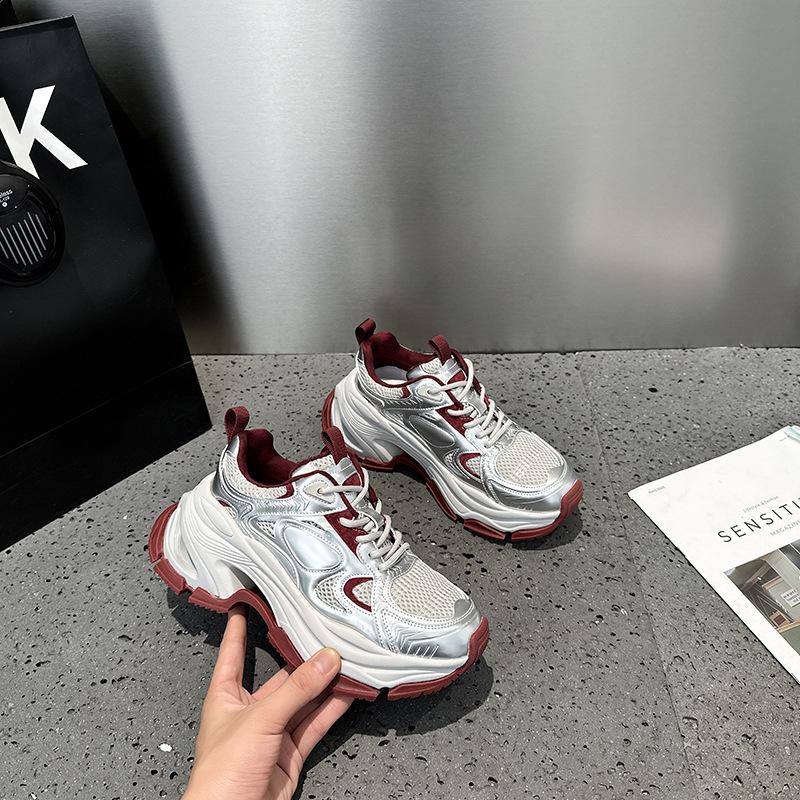 Платформенные кроссовки для женщин осень-зима новая корейская версия дышащие и универсальные, легкие и нескользящие повседневные спортивные кроссовки тренд