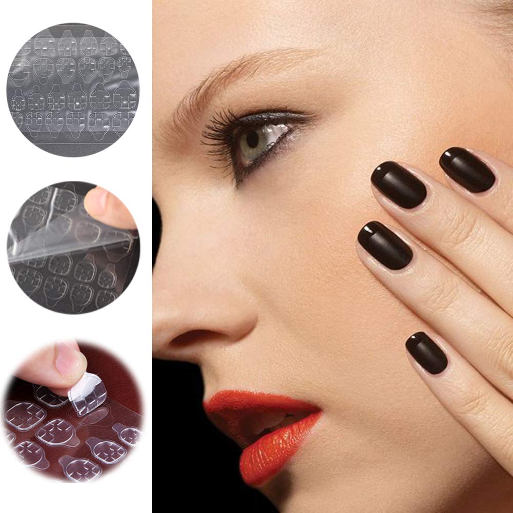 10 Sheets Waterproof Breathable Jelly Double Sided Nail Adhesives,Press On Nails Sticky Tabs Nail Glue Sticker