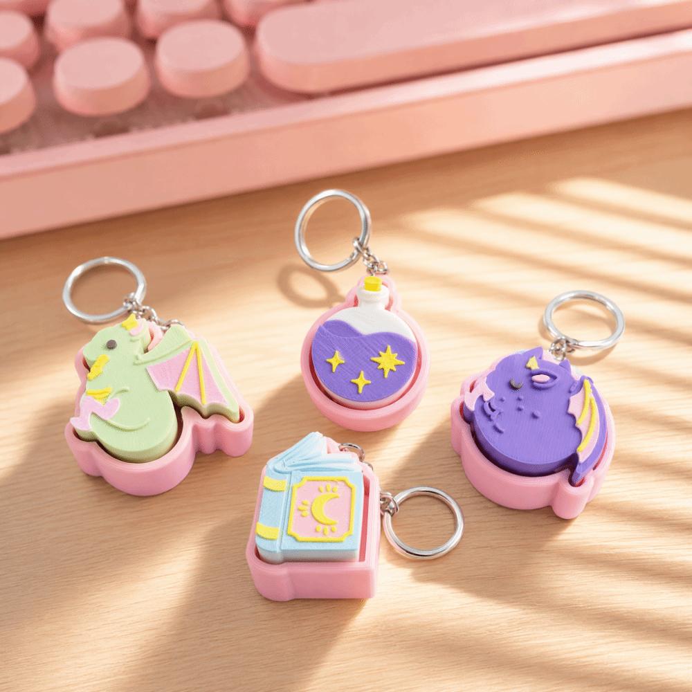 3D Printed Fantasy Flying Dragon Clicker Keychain Decompression Button Toy Bag Accessory