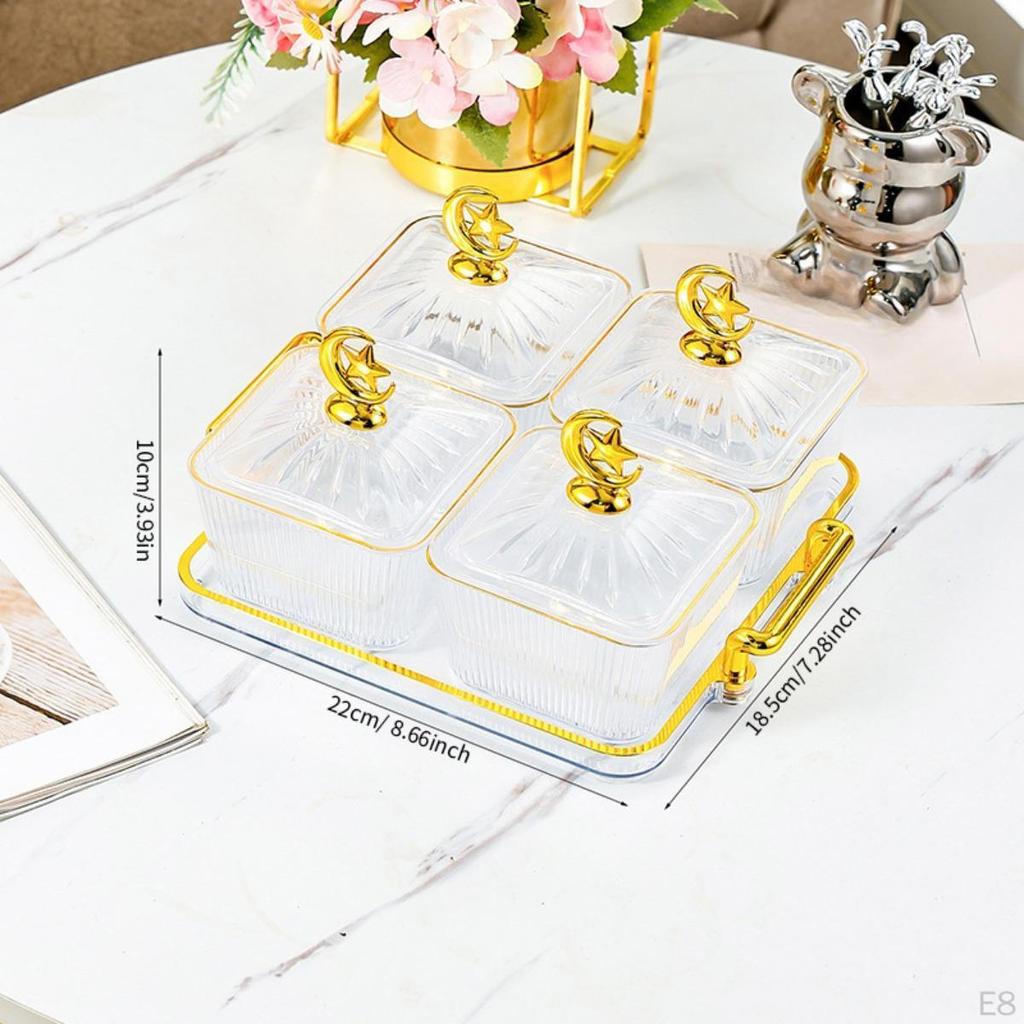 Разделенная сервировочная миска, тарелка для закусок, многофункциональная миска для конфет и орехов с крышкой, поднос для сухофруктов