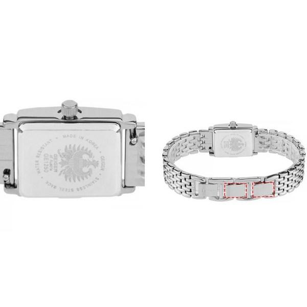 Женские квадратные металлические часы Geiger GE1250WS + кожаный ремешок в комплекте