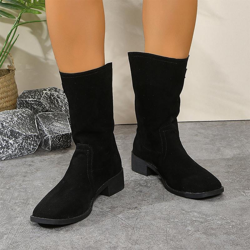 Women Suede High Boots Heels Shoes Winter New Fashion Walking Shoes Women 2024 Trend Snow Boots Cozy Dress Mujer Chelsea Botas