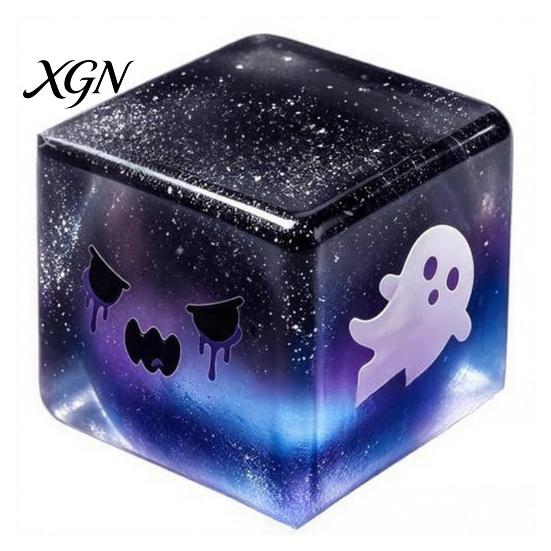 Ice Cube Toy Halloween Ghost Stress Sensory Toy, Anxiety Relief Squeeze Glitter Balls Slow Rising Pinch for Kids Adults
