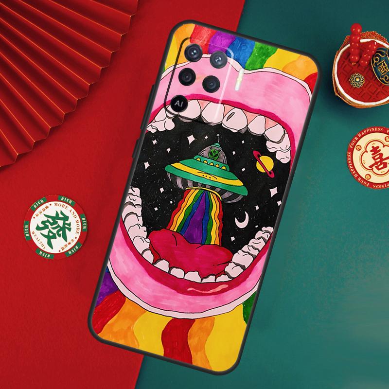 Aesthetics Cartoon Alien Space Case For Oppo A80 A40 A60 A6 A5 Pro A15 A16 A17 A57 A94 A74 A54 A76 A96 A18 A38 A58 A78 A98
