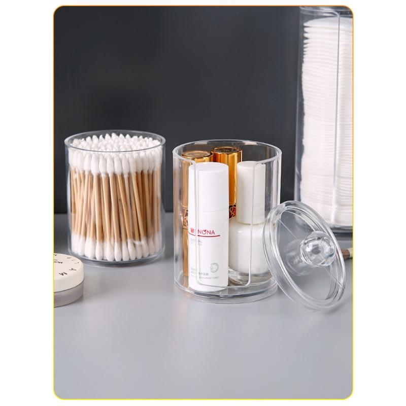Transparent Cotton Swab Storage Box Makeup Organizer Acrylic Storage Box Cotton Swab Cosmetic Box Bathroom Bedroom Storage