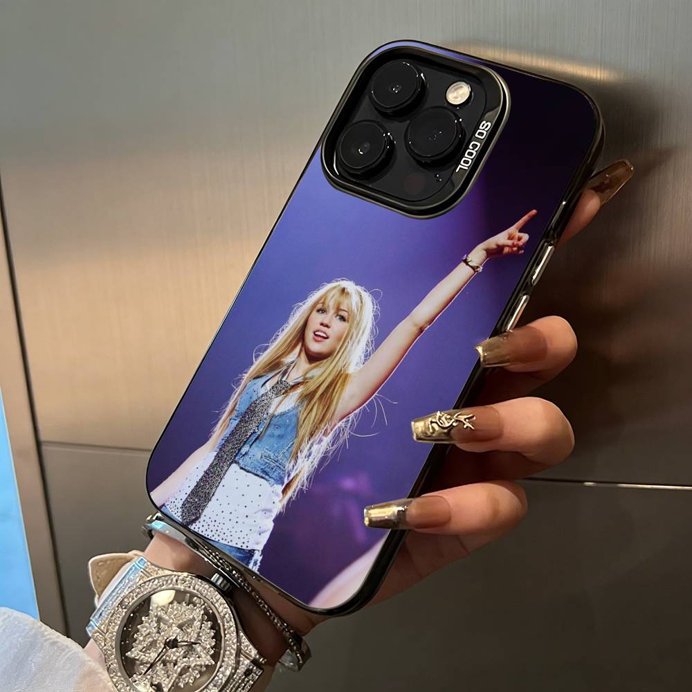 H-Hannah-M- Montana For iPhone 17 16 15 14 13 12 11 Pro Max XS 17 Air Silicone Colored Silver Bumper Cover