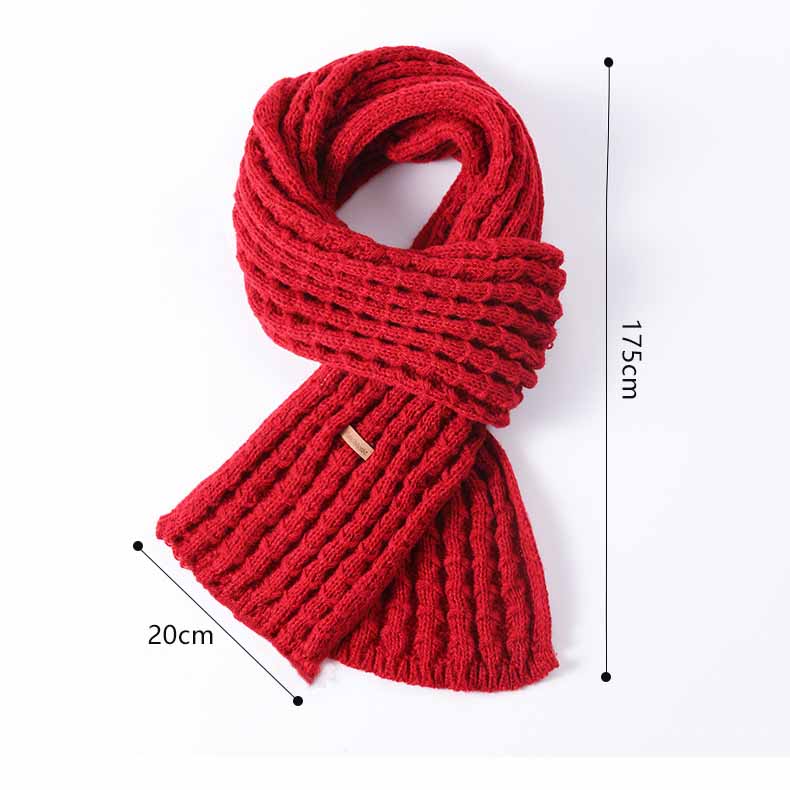 172x20cm Winter Scarf, Solid Color Thick Knitted Wool Scarf for Women, Warm Fleece Neck Warmer Snood