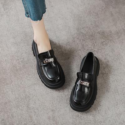 Кожаные лоферы на толстой подошве, женская обувь в британском стиле, туфли на мягкой подошве, увеличивающие высоту, свободные туфли на толстом каблуке