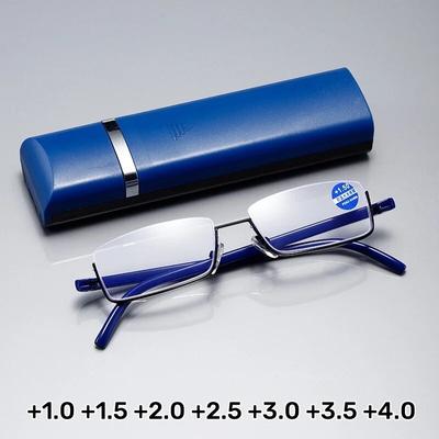 TR90 полуоправа с защитой от синего света, очки для дальнозоркости, роскошные женские и мужские очки для чтения, очки по рецепту с футляром для диоптрий