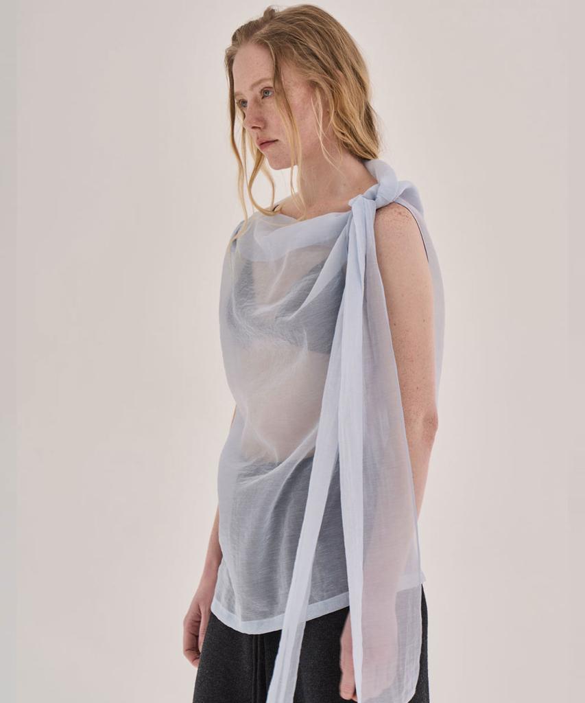 GRIDAJ Drapery Sleeveless Scarf Top _ Blue