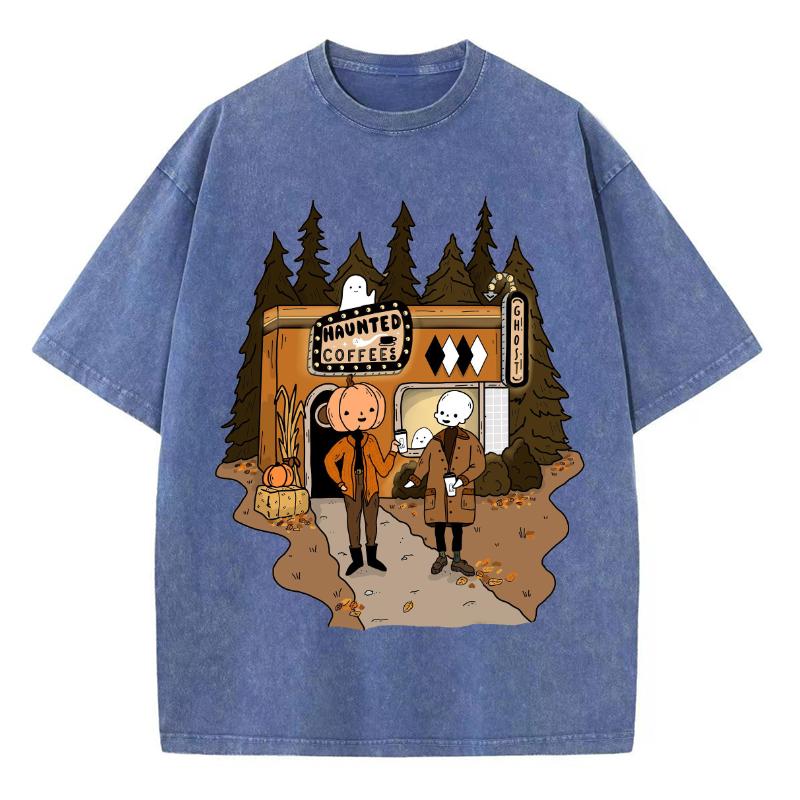 Футболка-пародия с принтом тыквы на Хэллоуин, женская, стираная, большого размера, с коротким рукавом, в стиле Арадзюку, американский винтажный топ