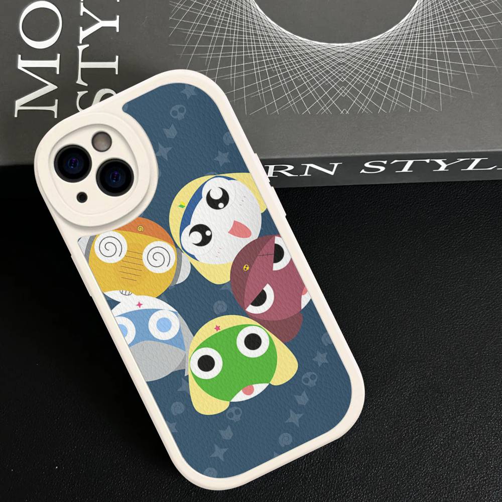 Кероро Лягушонок Крутой Гансо Сержант Чехол для Телефона Для IPhone 16 15 14 13 12 11 Pro Max Plus Кожаный Ударопрочный Чехол