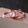 Новый цвет розового золота, двойной штабелируемый набор колец, женские шикарные аксессуары, полный цирконий, женские вечерние украшения, эстетические кольца из 2 шт.