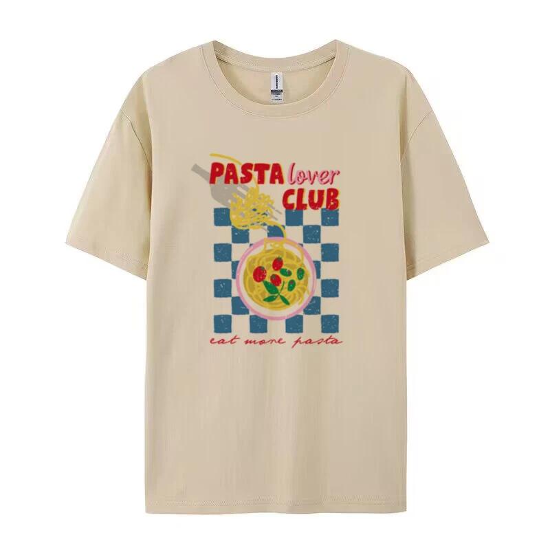 Pasta Lover Club Vintage TShirts for Women Cute Italian Food T Shirt Loose Short Sleeve Graphic Tees Trendy Retro Aesthetic Top