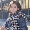 Women's Houndstooth Scarf: Warm Korean Style, Thick Imitation Wool, Fringe Knit for Autumn/Winter.