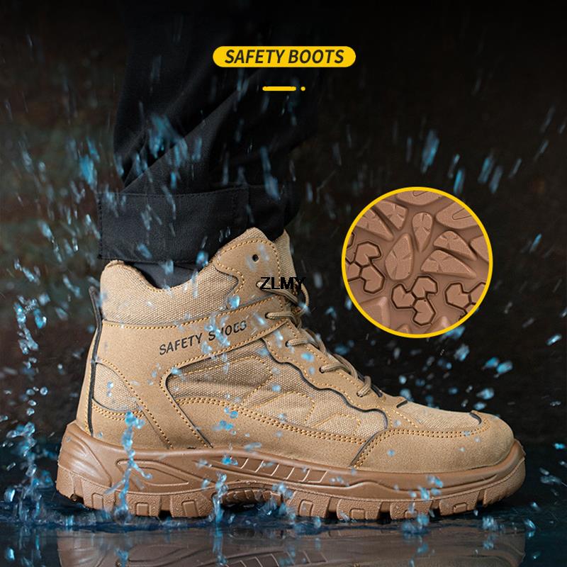 Неразрушимые мужские рабочие защитные ботинки, высокие рабочие ботинки с защитой от ударов и проколов, промышленные зимние ботинки, мужская защитная обувь