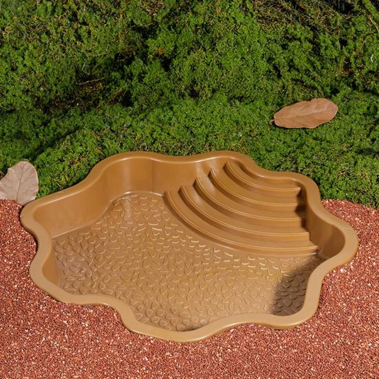 Reptile Bathing Pool Large Tortoise Feeding Dish Water Bowl with Ramp Aquarium Ornament for Lizard Gecko Snake Turtle Bearded Dragon