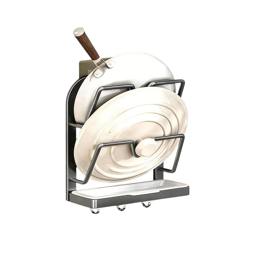 Kitchen Pot Lid Organizer, Stainless Steel Pot Lid Rack, Multi-functional Pot Lid Organizer With Detachable Drip Tray, Space-saving