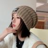 Женские шапки и кепки Осень-зима Большая вязаная шерстяная шапка-повязка Повседневная универсальная холодная теплая защита ушей Сложенная кепка