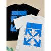 Off-White Летняя новинка 2025 года с принтом Lightning Blue Arrow, классическая футболка с короткими рукавами для мужчин и женщин