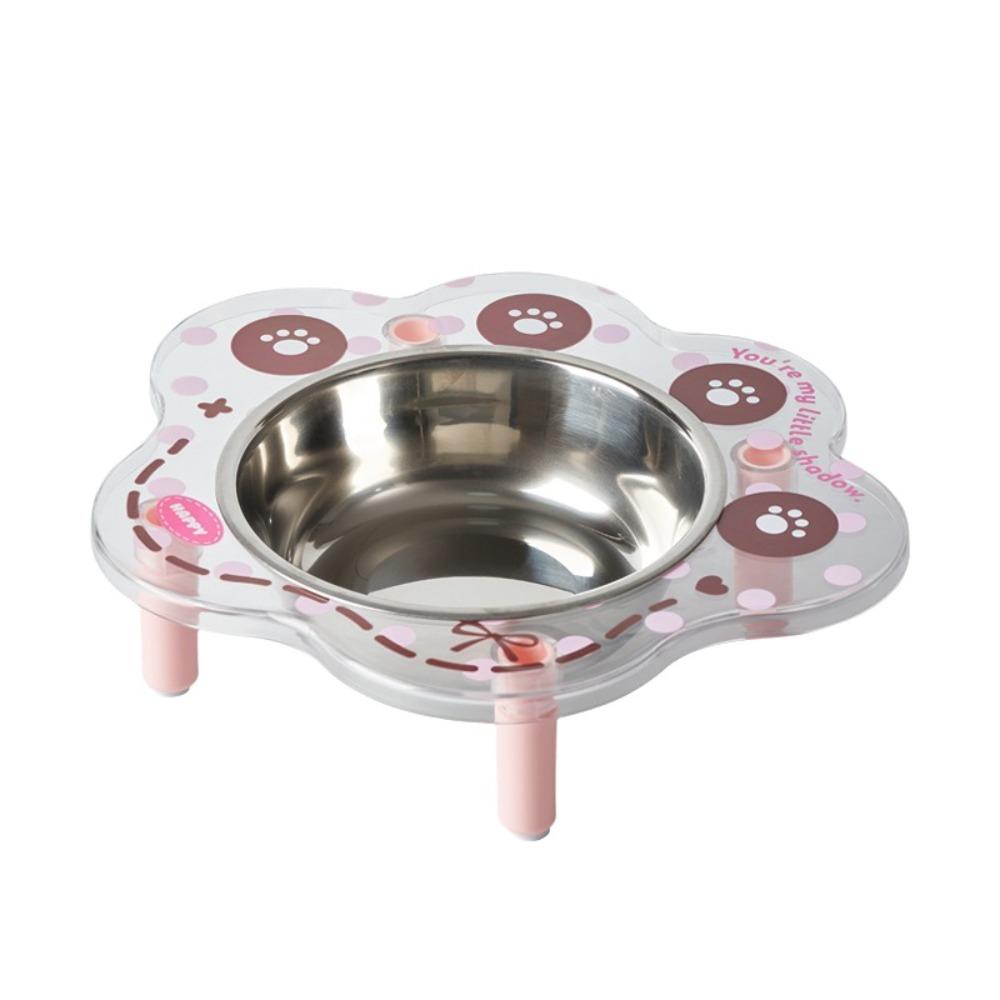 Stainless Steel Pet Feeding Bowl Flower Shape Dog Water Bowl Neck Protection Bowl Indoor Use
