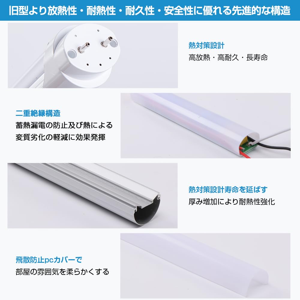 40W LED Fluorescent Lamp, Equivalent to FLR40, Rapid Start, Daylight Color 6000k, High Brightness 2600 Lumens, 18W Power Consumption, High Color