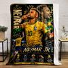 Fleece Blanket - Neymar Jr Brazil National Team #10 Yellow Legend Career Football Poster for Bedroom Lounge