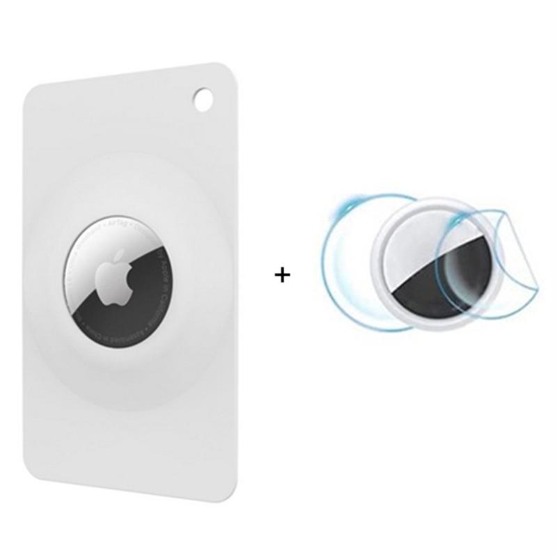 Compatible with Apple AirTag Silicone Card Sleeve Anti-Lost Protective Case Cover,with Front Back Film Set