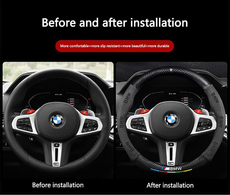 Carbon Fiber Car Steering Wheel Non-Slip Cover Accessory For BMW M Sport F06 F10 F15 F16 F20 F21 F25 F30 F32 GT F80 F82 X1 X3 X5 HC0