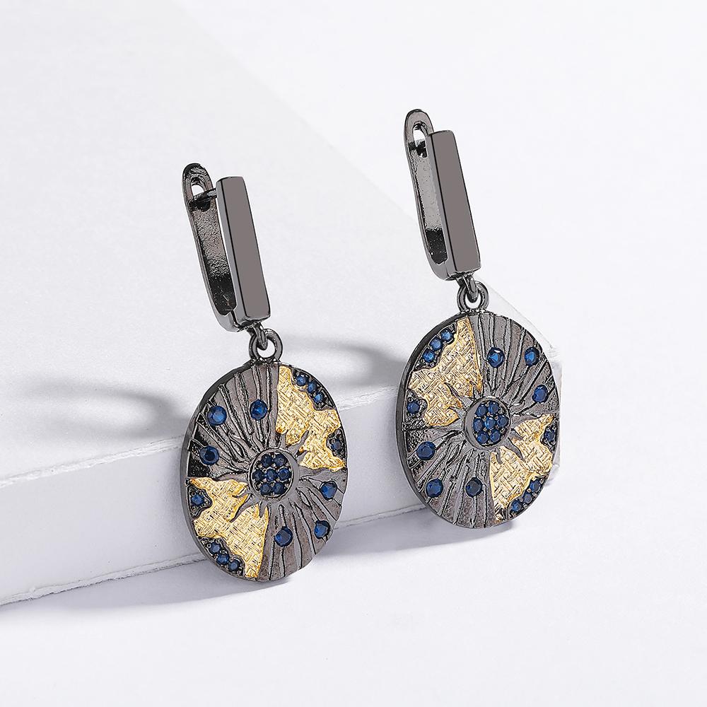 Высококачественные ювелирные изделия из черного золота, подарок на годовщину, модные серьги из циркония со звездой и луной для женщин