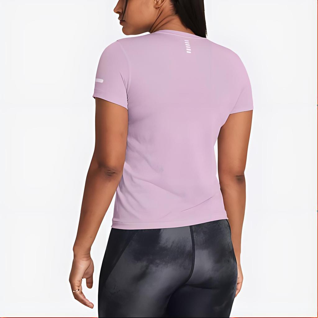 Under Armour Round Neck Logo Print Slim Fit Short Sleeve T-Shirt Women Tops Purple 1375698-543