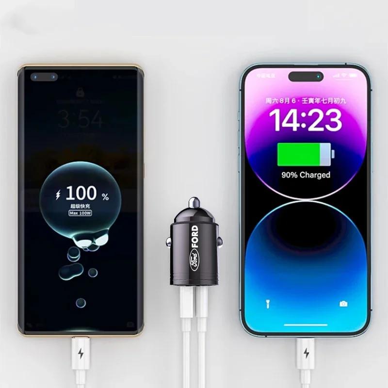 Car Sticker 2025 Hot New 100W Car Charger Lighter PD Fast Charging Mini Car Phone Charger For Ford Escape Kuga Mondeo Ecosport F