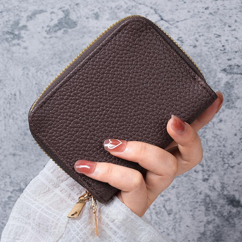Ins New Double-decker Women's Card Bag PU Leather Zipper Certificate Bag Female Large-capacity Driver's License Card Slot Wallet