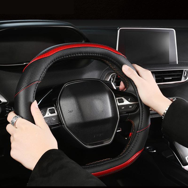 Для Peugeot 3008 4008 5008 чехол на руль автомобиля карбоновое волокно + искусственная кожа аксессуары для салона автомобиля