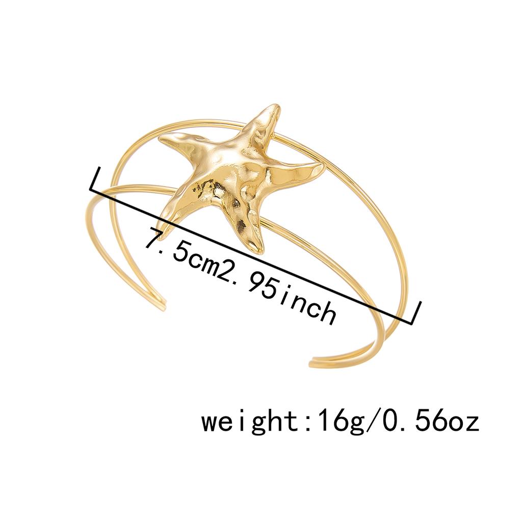 Fashion Simple Starfish Open Arm Bangle for Women Ocean Series Upper Cuff Bracelet Summer Holiday Jewelry Accessories