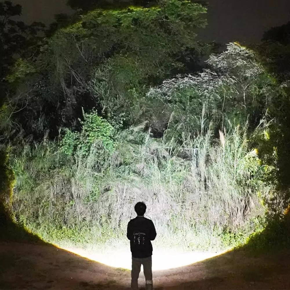 Super Bright Flashlight with Hook Ultra Bright LED Torch USB Charging Zoomable Emergency Lantern 300LM 3 Gears for Power Outages