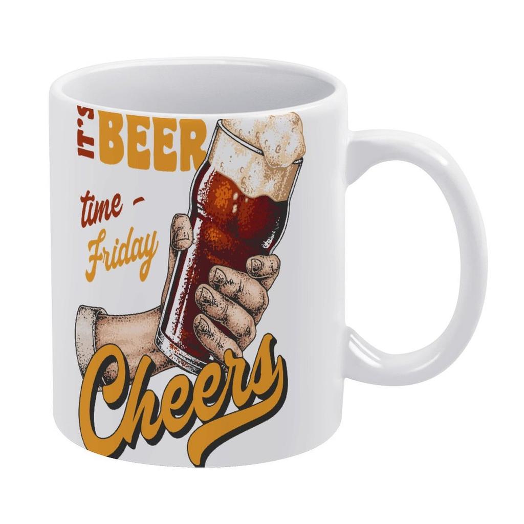 1 шт. 11 унций Керамическая кружка для любителя пива с двусторонним принтом, Идеальная чашка для дома или офиса, Отличный юмористический подарок для любителей выпить