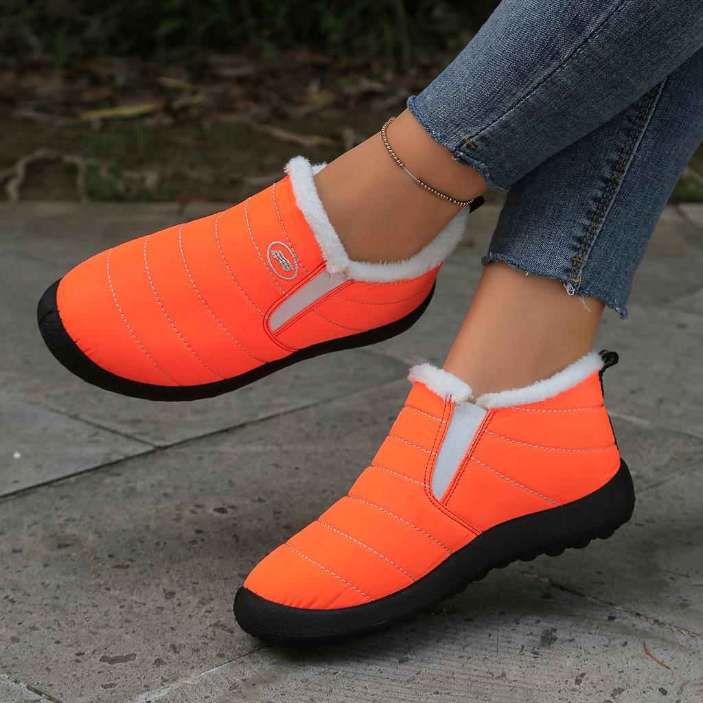 Очень теплые зимние ботинки большого размера 48 - Нескользящая толстая подошва, Зимние ботинки с круглым носком, Минималистичный дизайн однотонного цвета для походных ботинок для улицы