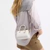 Coach Rowan 18 Classic Logo Print Coated Canvas Shoulder Tote Bag Small Women bags Gold White CW329-IMXU5