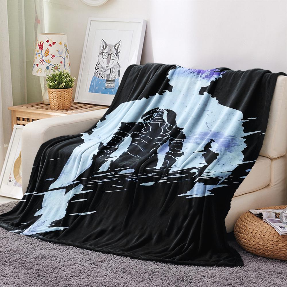 1PC Solo Leveling Print Flannel Blanket, High quality Comfortable for All Seasons, Home Decor, Warmth and Comfort, Perfect for Christmas Gifts