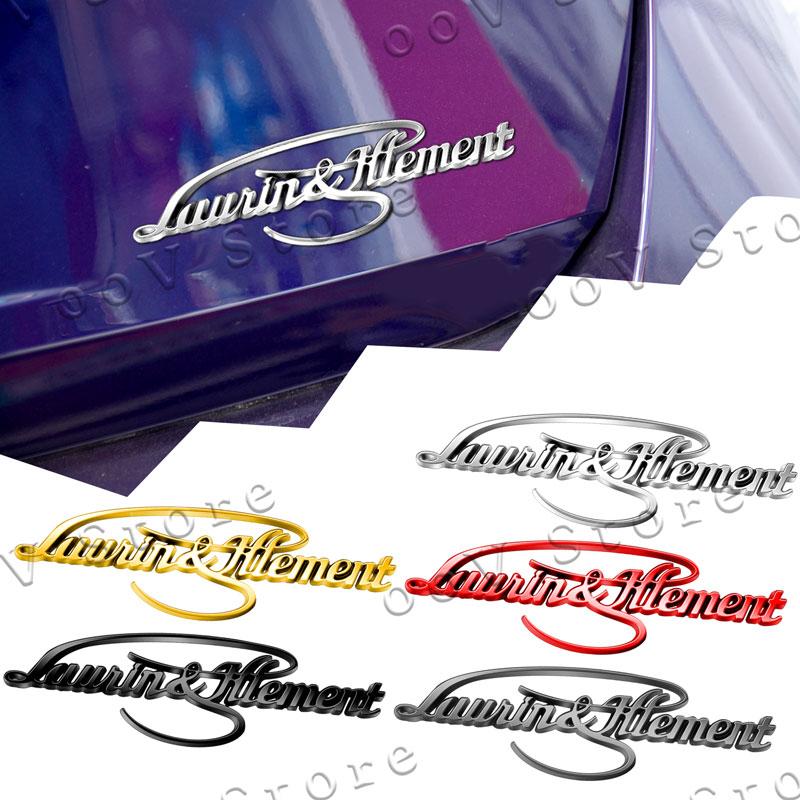 HGWE4 3D Chrome Metal Laurin & Klement Logo Emblem Car Fender Trunk Badge Sticker For Skoda Octavia Rapid Superb 3 Kodiaq Yeti Decor