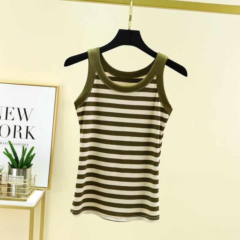 Женский полосатый черно-белый модальный хлопковый топ-майка - Топ без рукавов для весны/лета 2024.
