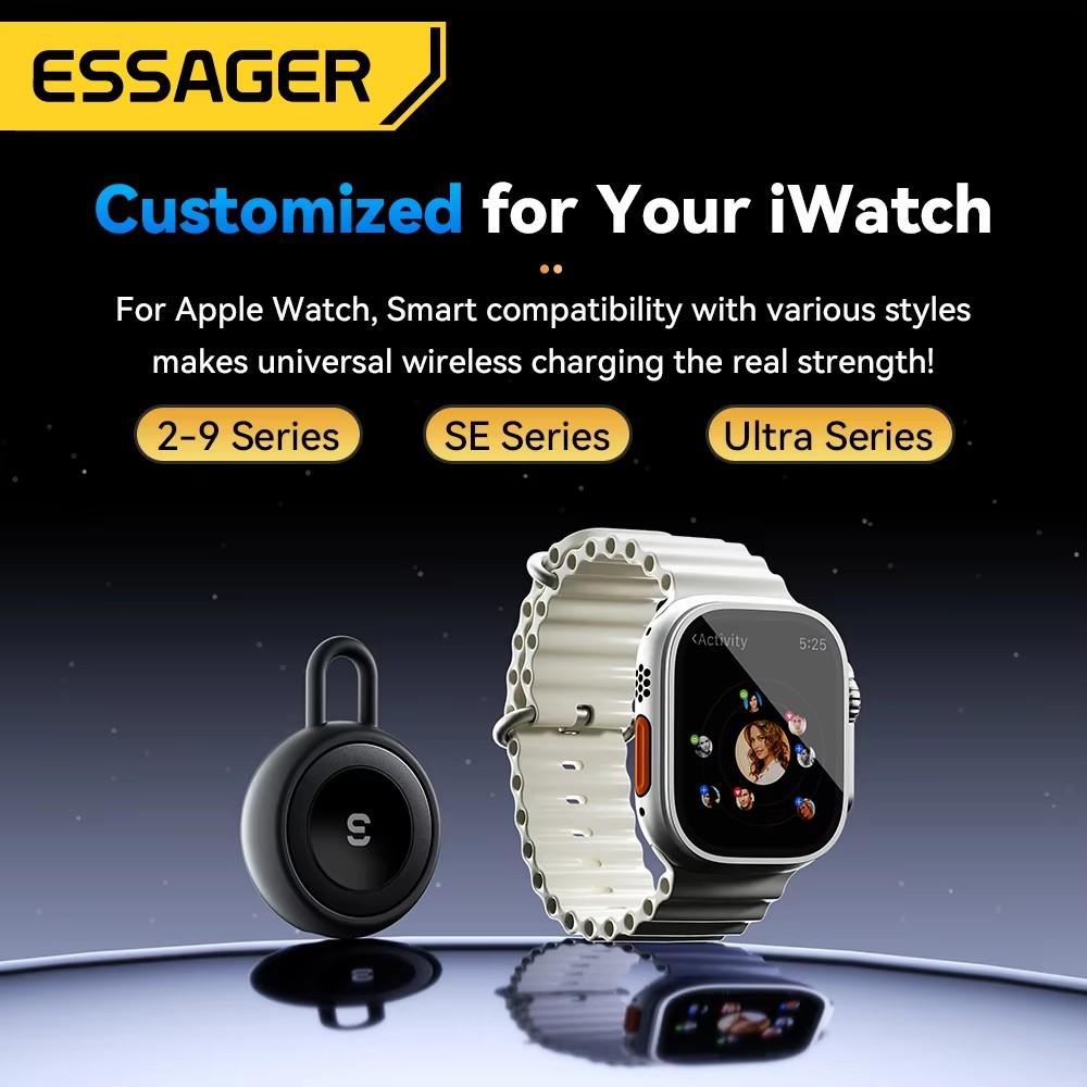 Essager Магнитное беспроводное зарядное устройство для часов Apple Watch Портативное быстрое зарядное устройство USB Type C для IWatch Series 9 8 7 6 5 Ultra 2 SE