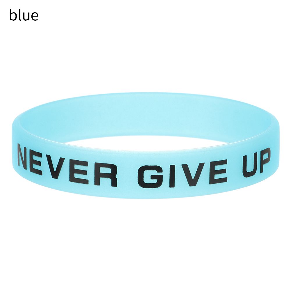 Силиконовый браслет для подростков, спортивный браслет-манжета, светящийся резиновый браслет, никогда не сдавайся, мужчины, женщины