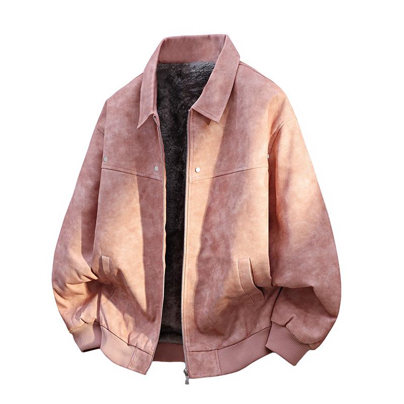 Мужская ретро куртка из ПУ кожи с флисовой подкладкой - Теплая, Модная, Утепленная, Стильная, Универсальная, Большого размера