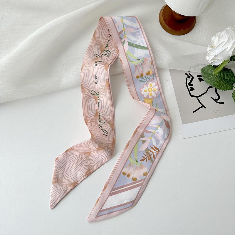Long Silk Scarf, High-end New Versatile Hair Tie Streamer, Atmosphere Ribbon, Spring and Summer Decorative Scarf, Tied Bag Streamer